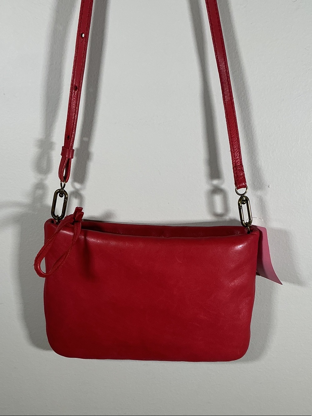 Madewell Red Leather Crossbody Bag Soft Pebbled Leather Adjustable Strap